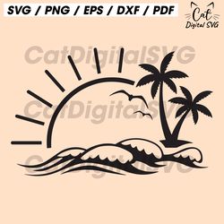 wave svg, sunset svg, beach svg, sunshine svg, summer svg, png, cricut, svg, sublimation, sun and wave svg, sunrise