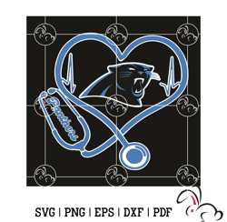 carolina panthers heart stethoscope svg, sport svg, carolina panthers, panthers