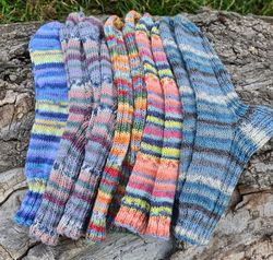 funky rainbow striped socks, wool blend socks