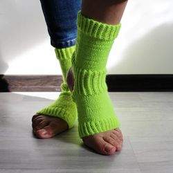 neon yoga socks, vegan toeless ankle socks