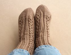 casual wool blend socks, classic cable-knit ankle socks