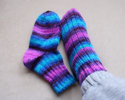 funky multicolor cold-weather ribbed socks