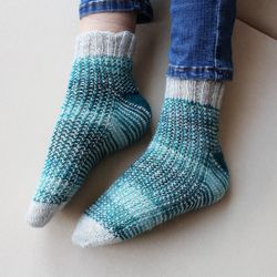 arrowhead knitted textured socks, thermal wool socks, warm quarter socks, gift for him, gift for her