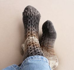 gradient knitted socks, wool blend sleeping socks