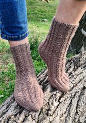 hand knit wool blend quarter socks