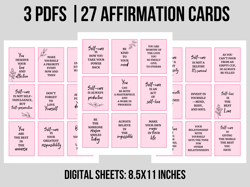 27 affirmation cards printable, mindfulness affirmations deck, self-care cards, positive daily affirmation, digital down