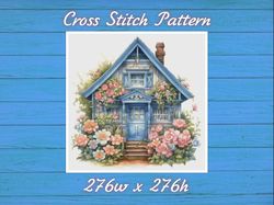 cottage in flowers cross stitch pattern pdf counted house village - fabulous fantastic magical house in garden 851 276