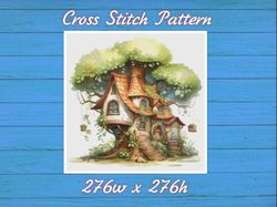 treehouse cross stitch pattern pdf counted house village - fabulous fantastic magical cottage 807 276