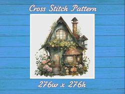 cottage cross stitch pattern pdf counted house village - fabulous fantastic magical little house in garden 818 276