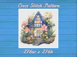 cottage in flowers cross stitch pattern pdf counted house village - fabulous fantastic magical house in garden 761 276