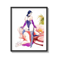 "tangled temptations" mistress and her prey queer lovers artwork on matte paper art print