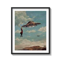 "cosmic flight and femininity" ufo art print on matte paper