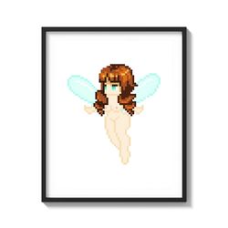 nude pixel fairy on matte paper print