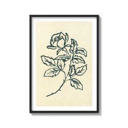 old rose vintage sketch on matte paper print