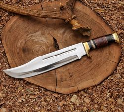 custom handmade d2 steel hunting crocodile dundee bowie knife with leather sheath