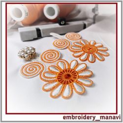 asian style fsl clasp daisy embroidery design in the hoop(ith) - embroidery manavi 05