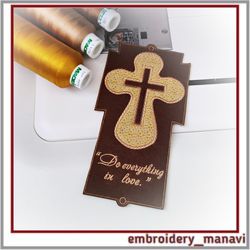 christian embroidery - design pendant or bookmark cross by embroidery manavi 05