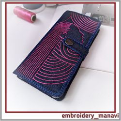 in the hoop embroidery smartphone case & card slots girl by embroidery manavi 05