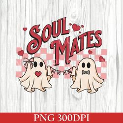valentine ghost couple png, soul mates funny valentines day png, retro style ghost aesthetic, gothic vibe heart ghost