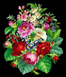 a267 bouquet of roses, camellias and pink flowers (the author's scheme)