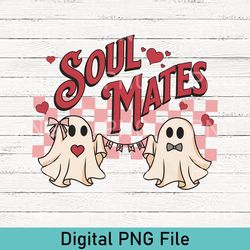 cute valentine ghost couple png, soul mates funny valentines day png , retro style ghost aesthetic, gothic vibe heart