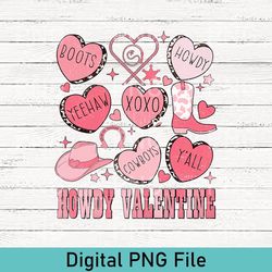 cute howdy valentine png, western valentines png, cowgirl valentines png, conversation hearts png, retro valentines png