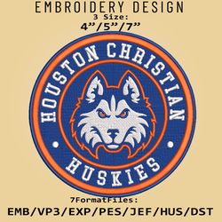 ncaa logo houston christian huskies, embroidery design, embroidery files, ncaa houston, machine embroidery pattern