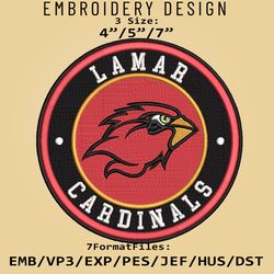 ncaa logo lamar cardinals, embroidery design, embroidery files, ncaa lamar cardinals, machine embroidery pattern