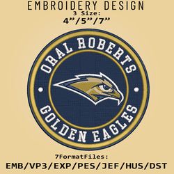 ncaa logo oral roberts golden eagles, embroidery design, embroidery files, ncaa eagles, machine embroidery pattern
