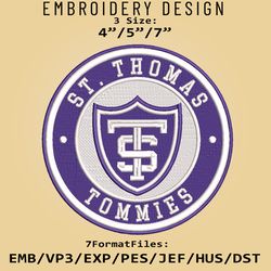 ncaa logo st. thomas tommies, embroidery design, embroidery files, ncaa st. thomas tommies, machine embroidery pattern