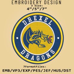 ncaa logo drexel dragons, embroidery design, embroidery files, ncaa drexel dragons, machine embroidery pattern