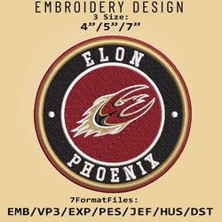 ncaa logo elon phoenix, embroidery design, embroidery files, ncaa elon phoenix, machine embroidery pattern