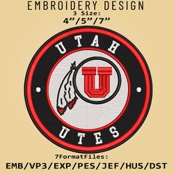 ncaa logo utah utes, embroidery design, embroidery files, ncaa utah utes, machine embroidery pattern