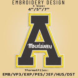 ncaa appalachian state mountaineers logo, embroidery design, mountaineers, embroidery files, machine embroider pattern