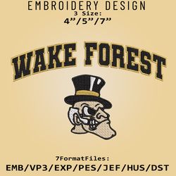 wake forest demon deacons ncaa logo, embroidery design, ncaa deacons, embroidery files, machine embroider pattern