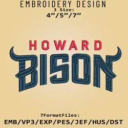 ncaa howard bison logo, embroidery design, ncaa howard bison, embroidery files, machine embroider pattern