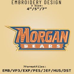 morgan state bears ncaa logo, ncaa embroidery design, morgan state bears, embroidery files, machine embroider pattern