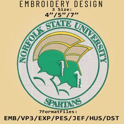norfolk state spartans ncaa logo, embroidery design, norfolk state ncaa, embroidery files, machine embroider pattern