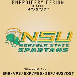 ncaa norfolk state spartans logo, embroidery design, norfolk state ncaa, embroidery files, machine embroider pattern