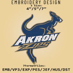 akron zips logo ncaa, embroidery design, ncaa akron zips, embroidery files, machine embroider pattern