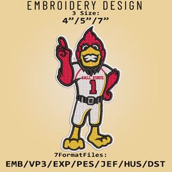 ball state cardinals logo ncaa, ncaa embroidery design, ball state, embroidery files, machine embroider pattern