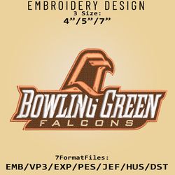 bowling green falcons logo ncaa, ncaa embroidery design, bowling green, embroidery files, machine embroider pattern