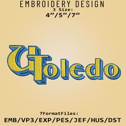 ncaa toledo rockets logo, embroidery design, toledo rockets ncaa, embroidery files, machine embroider pattern