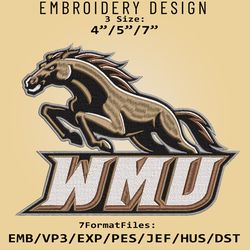 western michigan broncos logo ncaa, embroidery design, ncaa broncos, embroidery files, machine embroider pattern