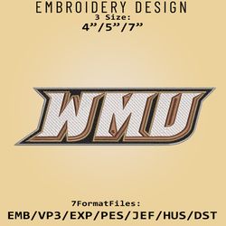 ncaa western michigan broncos logo, embroidery design ncaa, broncos, embroidery files, machine embroider pattern