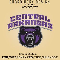 ncaa central arkansas bears logo, ncaa embroidery design, bears, embroidery files, machine embroider pattern