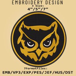 kennesaw state owls logo ncaa, ncaa embroidery design, kennesaw state owls, embroidery files, machine embroider pattern