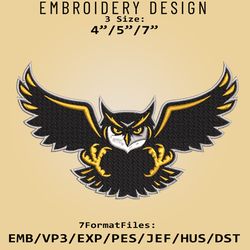 kennesaw state owls logo ncaa, embroidery design, kennesaw state owls ncaa, embroidery files, machine embroider pattern