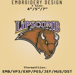 ncaa lipscomb bisons logo, embroidery design ncaa, lipscomb bisons, embroidery files, machine embroider pattern