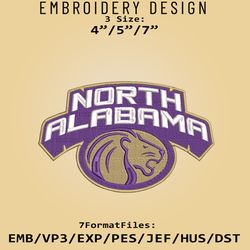 north alabama lions ncaa logo, embroidery design, north alabama lions ncaa, embroidery files, machine embroider pattern